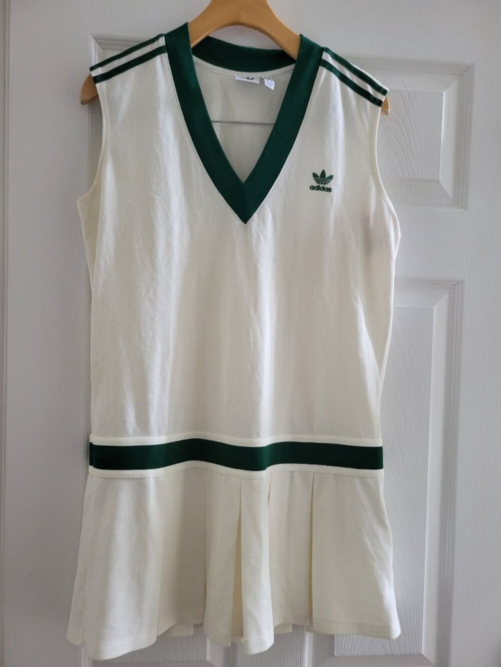 Adidas Originals Tennis Inspired dress size Medium Cream Green Tennis Preppy - Picture 2 of 10
